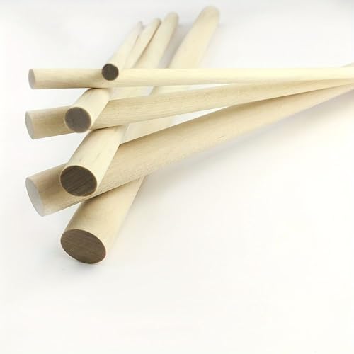 Image of BLOOMAX 20mm Thick Wooden Dowel Rods | 9 Inch Length | Pack of 10 | Sanded Round Wood Sticks for Crafts, DIY, Furniture & Model Making | Heavy-Duty Hardwood (±0.50mm Tolerance)