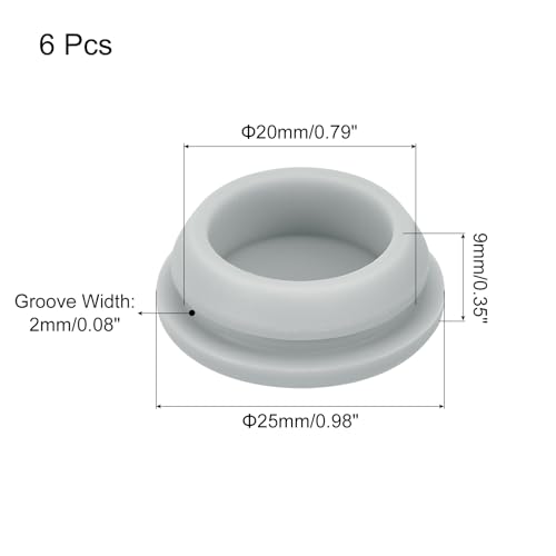 Image of MECCANIXITY 6pcs Silicone Snap in Locking Hole Plugs,20mm /0.8 Inch Mounting Diameter Narrow Groove Width 2mm Panel Seal Cover Round for Kitchen Bulkheads Waterproof Sealing Plugs Grey