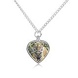 ERSTSNCK Pet Urn Necklace for Ashes Big Tiger Heart-Shaped Memorial Pendant with Filling Kit 27.6' Adjustable Chain Cremation Keepsake Jewelry for Dog Cat Sympathy Gift for Pets Lovers
