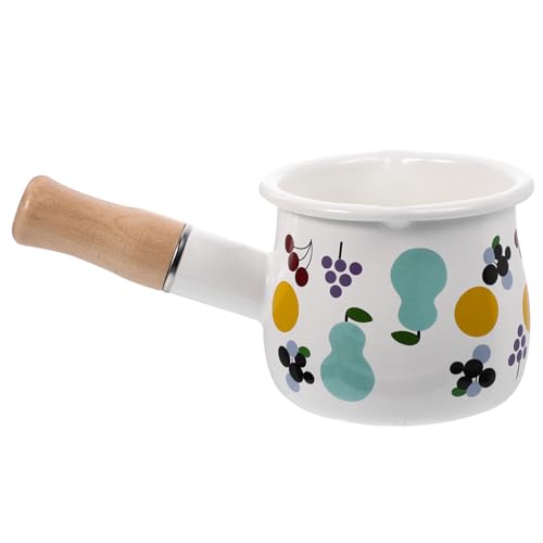MOLUCKFU Enamel Pan for Cooking Soup and Heating Japanese Style Food Pot Lightweight and Convenient for Mothers Random Design