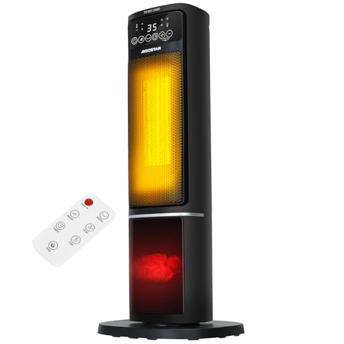 Aigostar Radiateur Électrique 2 en 1 – Chauffage 2000W + Ventilateur, Céramique PTC, Flamme 3D, 5 Modes (Hiver/Été), ECO, Silencieux, Minuterie 24H,...
