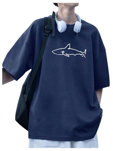 Men's Oversized Graphic Tees Half Sleeve Drop Shoulder Summer Casual T Shirt