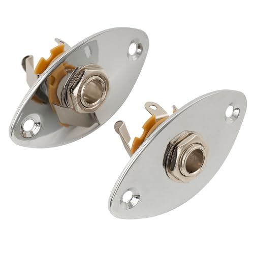 Musiclily Steel Oval Guitar Loaded Jack Socket Plate (Set of 2)