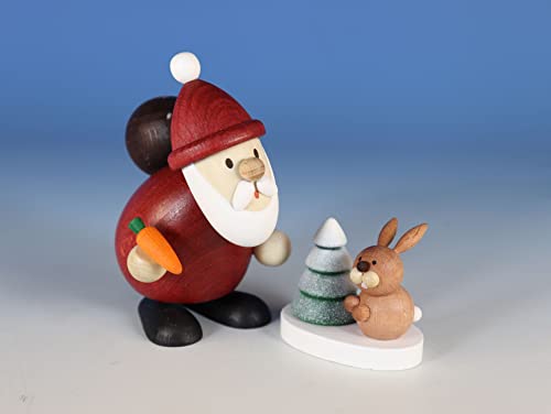 Kunsthandwerk Ullrich Holzfigur Weihnachtsmann mit Hase Höhe 9cm NEU...
