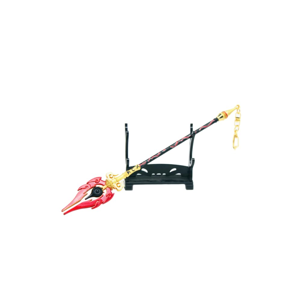 Hanaiette 1PC weapon keychain desktop ornaments game Lance with display stand (STYLE 8)