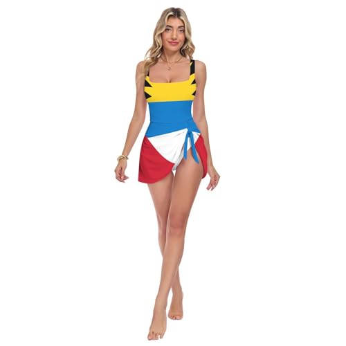 Traje de baño de una pieza para mujer con soporte cómodo, Bandera nacional de Antigua y Barbuda, L