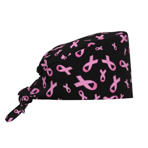 Buewutiry Scrub Caps Women Men Breast Cancer Awareness-A Working Surgical Nurse Dental Hats Ponytail Scrub Cap Black