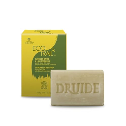 Laboratoires Druide Ecotrail Citronella Outdoor Soap 2-in-1 Multi-purpose Cleaner All Natural Care Bar Soap For Women Palm-Free & Vegan 105 g (3.7 oz Lemongrass zero waste organic made in Canada