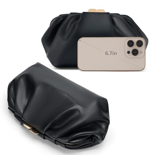 Image of Gurina Pleated PU Clutch Purse for Women Formal - Evening Bag with Detachable Chain for Weddings, Proms