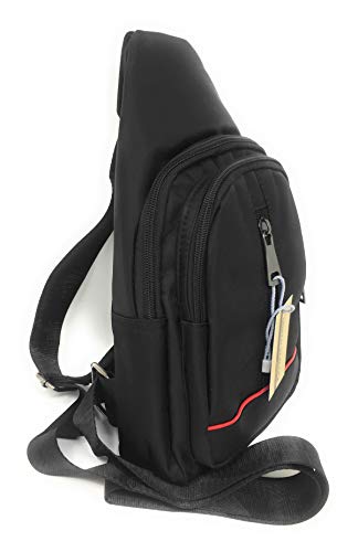 Urban-Peacock Black Compact Sling Bag & Cross-body Chest or Shoulder Backpack (Black with Red)2
