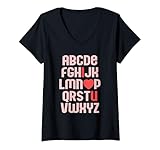 Photo Gallery donna alfabet abc i love you valentines heart fun memes maglietta con collo a v Photo Gallery donna alfabet abc i love you valentines heart fun memes maglietta con collo a v