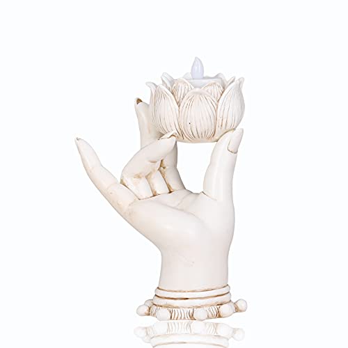 Buddha-Statue, Zen, Votivkerzenhalter mit Lotusblumen, Geste, Handform, Meditation, Zuhause, Yoga, Mudra, Buddha-Dekoration, Vintage, Feng Shui, Teelichthalter, Statue für Heimdekoration Cover