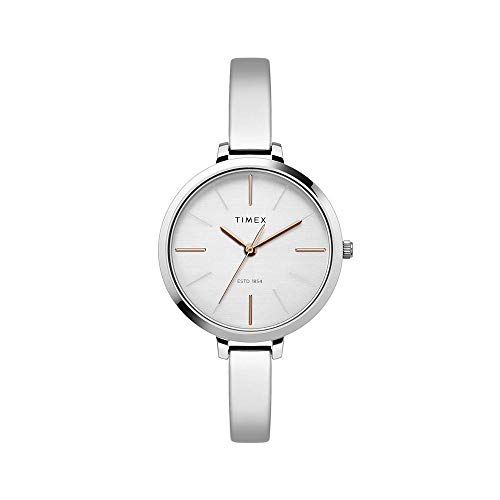TIMEX Analog Watch for Women with Silver Round Dial & Silver Brass Bracelet Band Water Resistant Women's Wrist Watches - TWEL12806 TIMEX Analog Watch for Women with Silver Round Dial & Silver Brass Bracelet Band Water Resistant Women's Wrist Watches - TWEL12806