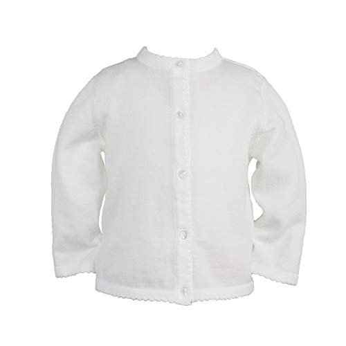 Girls' Scalloped Edge Cardigan (4, White)