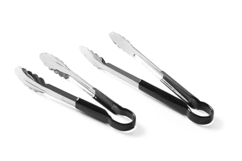 HENDI Pinze da portata HACCP, manico rivestito nei colori HACCP, pinze da cucina, pinze per alimenti, pinze per barbecue, pinze da servizio, 250 mm, in acciaio inox, nero - immagine 4