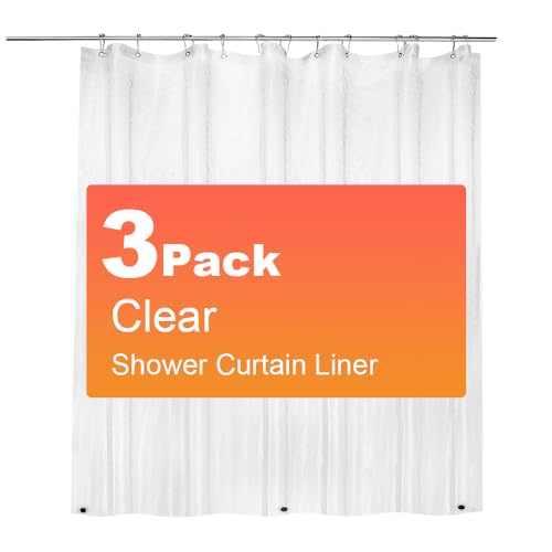 Image of ZEMAHOME 3 Pack PEVA Plastic Shower Curtain Liner Premium Light Weight 72 inch x 72 inch Clear Bathroom Shower Showroom Curtain Liner with Rustproof Metal Gromments and Weighted Magnet