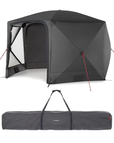 qeedo Quick Hub Hex Faltbarer Pop Up Pavillon mit Schnellaufbau & UV-Schutz - wasserabweisender Camping Pavillon mit Sturmleinen & robusten Stahlheringen - Event Shelter 3 7 x 2 2 m