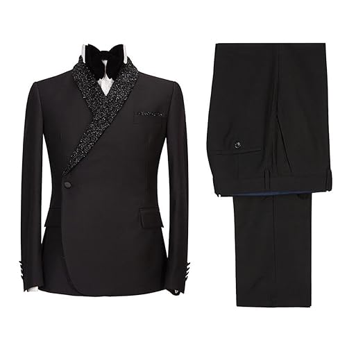 Mens Black Double-Breasted Blazer Fashion Party Dinner Dress Groom Tuxedo Wedding Prom Suit