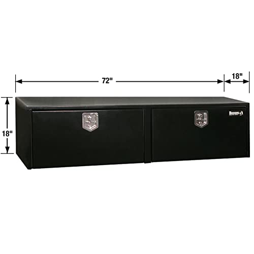 Image of Buyers Products 1702325 Black Steel Underbody Truck Tool Box, 18x18x72 Inch | Truck Bed & Underbelly RV Storage Box, Locking T-Latch, Weather-Resistant, Heavy-Duty Flatbed Job Box, Made in USA