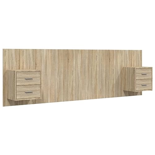 vidaXL Testiera Letto con Comodini in Legno Multistrato Rovere Sonoma