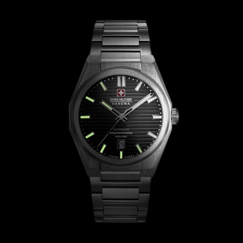 Image of SWISS MILITARY HANOWA Avalanche Grey Round Dial Swiss Made Automatic Watch for Men | SMWGL0006903