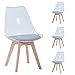 BenyLed Juego de 4 sillas de Comedor de Estilo escandinavo, diseño Retro, sillas Laterales de acrílico Transparente, Silla de Cristal con cojín tapizado de PU (Gris)