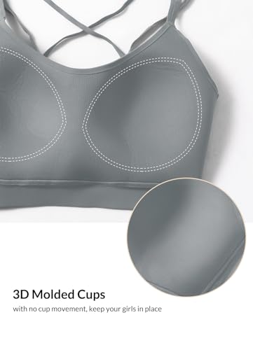 Image of baleaf everleaf Women's Sports Bra Longline, Molded Cup Yoga Bra Thin Strap Low Impact Workout Crop Tank Tops