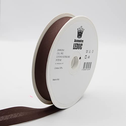 Leduc 20 metros sesgo de algodón, 30 colores diferentes, para costura de doble pliegue, 8+20+8 mm, calidad italiana marrón 5552 Cover