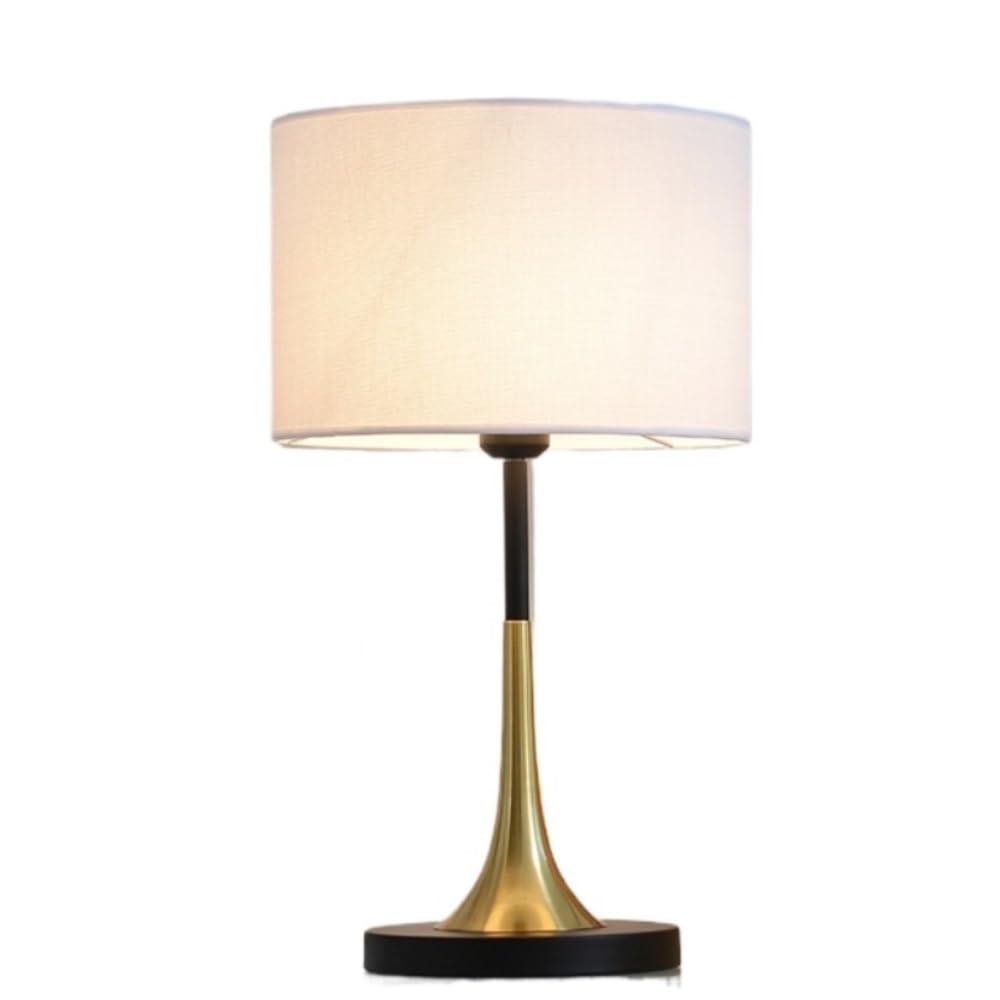 Lampada da tavolo europea, lampada da comodino dimmerabile for | Stile europeo, paralume in tessuto, dimmerabile, controllo tramite pulsanti, arredamento della(White)