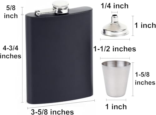 Image of Hip Flask with 2 Shot Glasses + Funnel,for Men and Women Perfect for Christmas and Holidays Hip Flask for Liquor or Wine Whiskey Alcohol Drinks Holder Pocket Bottle