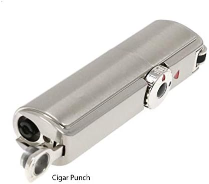 Skyline Triple Jet Flame Torch Cigarette Cigar Lighter with Cigar Punch Cutter Tool (Metallic Silver)