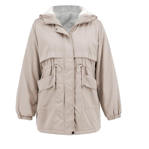 Womens Zip Up Solid Open Front Hooded Cardigans Jacket Coats Outwear with Pocket Waterproof Ski Jacket Winter Coat (M,White)