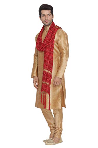 Image of VASTRAMAY Men's Burgandy Silk Blend Only Kurta
