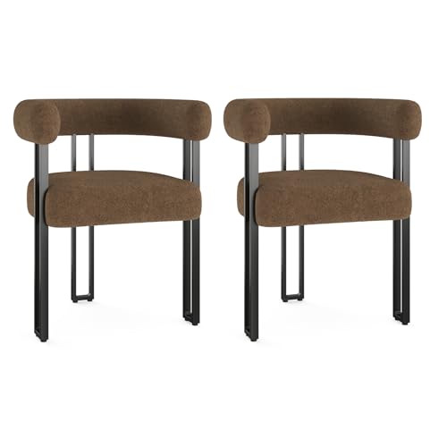 Soohow Mahjabi Dining Arm Chairs Set of 2, Bouclé Upholstered