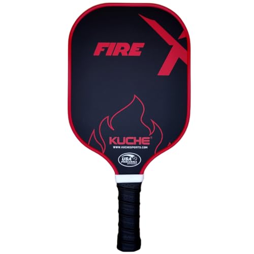 KUCHE FIRE T-700 Carbon Fiber Pickleball Paddle - Polymer Honeycomb Core -16MM Thick Sandblasted Surface for Spin & Control - USAPA Approved Pickleball Equipment for Men & Women