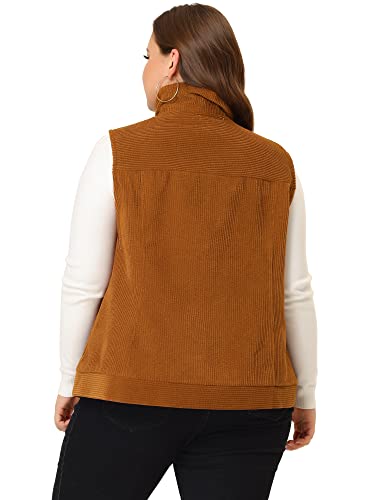 Agnes Orinda Plus Size Sleeveless Vests for Women Casual Zipper Side Pocket Corduroy Vests4