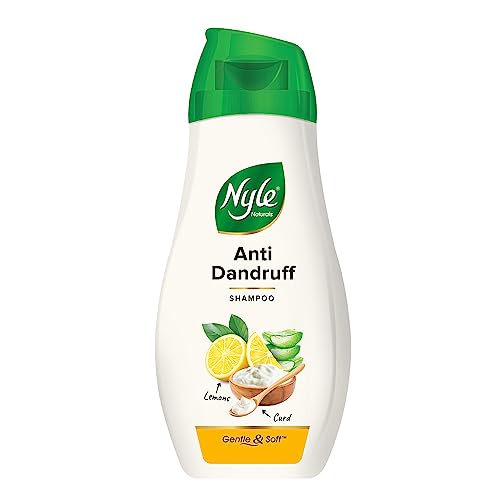 Image of Nyle Naturals Anti Dandruff Shampoo, With Lemon And Curd, Gentle and soft shampoo, PH balanced and Paraben free, For Men and Women,90ml