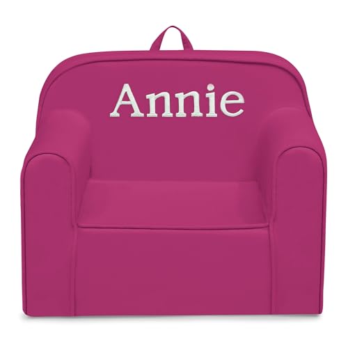 Image of Delta Children Personalized Cozee Chair - Customize with Name - Foam Kids Chair for Ages 18 Months and Up, Hot Pink