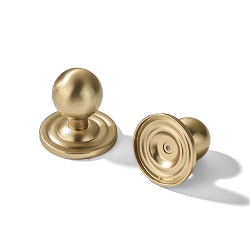 khtumeware 10 Pack Brushed Brass Cabinet knobs with blackplate Solid Heavy-Duty Bifold Closet Door Knobs Hardware for the Kitchen Bathroom and Dressing Table