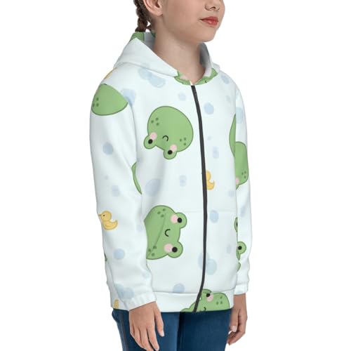 Kawaii Frogs Kid Hoodies Boys Zip Up Sweatshirts Girls Pullover with Pocket4
