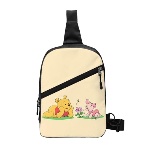 スポーツ スリングバッグ くまのプーさん かわいい アニメ ウエストバッグ メンズ肩掛け 折りたたみ ランニング バッグ ファニーパック 人気 漫画 登山 ?? 旅行 ファッション ギフト