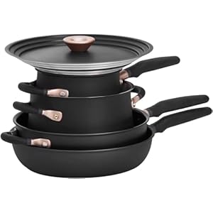 Meyer Accent Series – Hard Anodized Nonstick and Stainless Steel Pots and Pans / Essential Cookware Set, 6 Piece, Matte Black