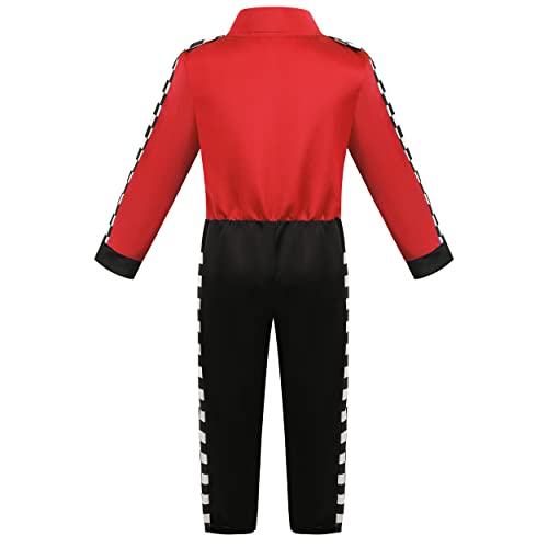 maxToonrain Deluxe Racing Driver Costume with Hat Kids F1 Driver Outfit for Halloween Role Play Christmas World Book Day (Red,7-8 Year) - Image 2