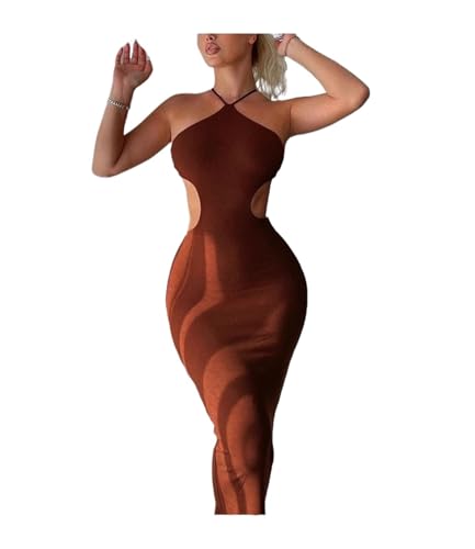Robe tricotée pour femme moulante et élégante avec col licou