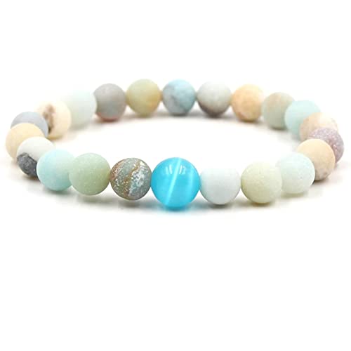Bracelet de Perles pour Homme et Femme en Pierre Oeil de Chat 8 mm Élastique de 19 cm