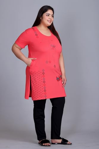 Image of In Love Women's Plus Size Printed Cotton Night Suit Set Short Sleeve | Cotton fabric - soft night suit set for sleepwear and home comfort