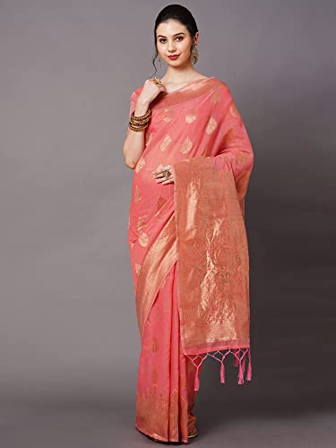 Image of AKHILAM Women's Cotton silk Woven Design Saree With Unstitched Blouse Piece(COTFLW09 Parent)