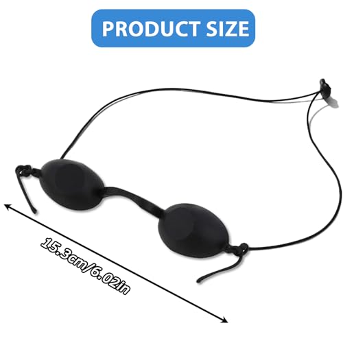 DALAETUS 6 Pcs Black Sunbed Goggles Adjustable, Ergonomic Design, Soft & Durable Eye Protection for IPL, Laser Cosmetic, Eyebrow Wash Strong Shade Safety Tanning Goggles - Image 2