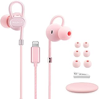 Lightning Headphones Earbuds Earphones with Microphone Controller MFi Certified Noise Isolation Compatible iPhone 14 13 12 11 Pro Max iPhone X/XS Max/XR iPhone 8/P iPhone 7/P Neoflowcolor Pink