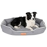 Luxvara Hundekissen, kuscheliges Heimtierbett für Hunde und Katzen, weiches Hundebett Grau Orthopädisches Hundebett für Kleine und Mittelgroße Hunde Katzen (L (70 x 50 x 13 cm) mit festem Boden)